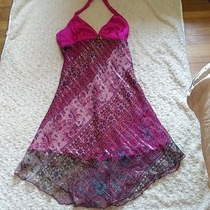 A.B.S By Allen Schwartz Silk Pink Halter Dress 6